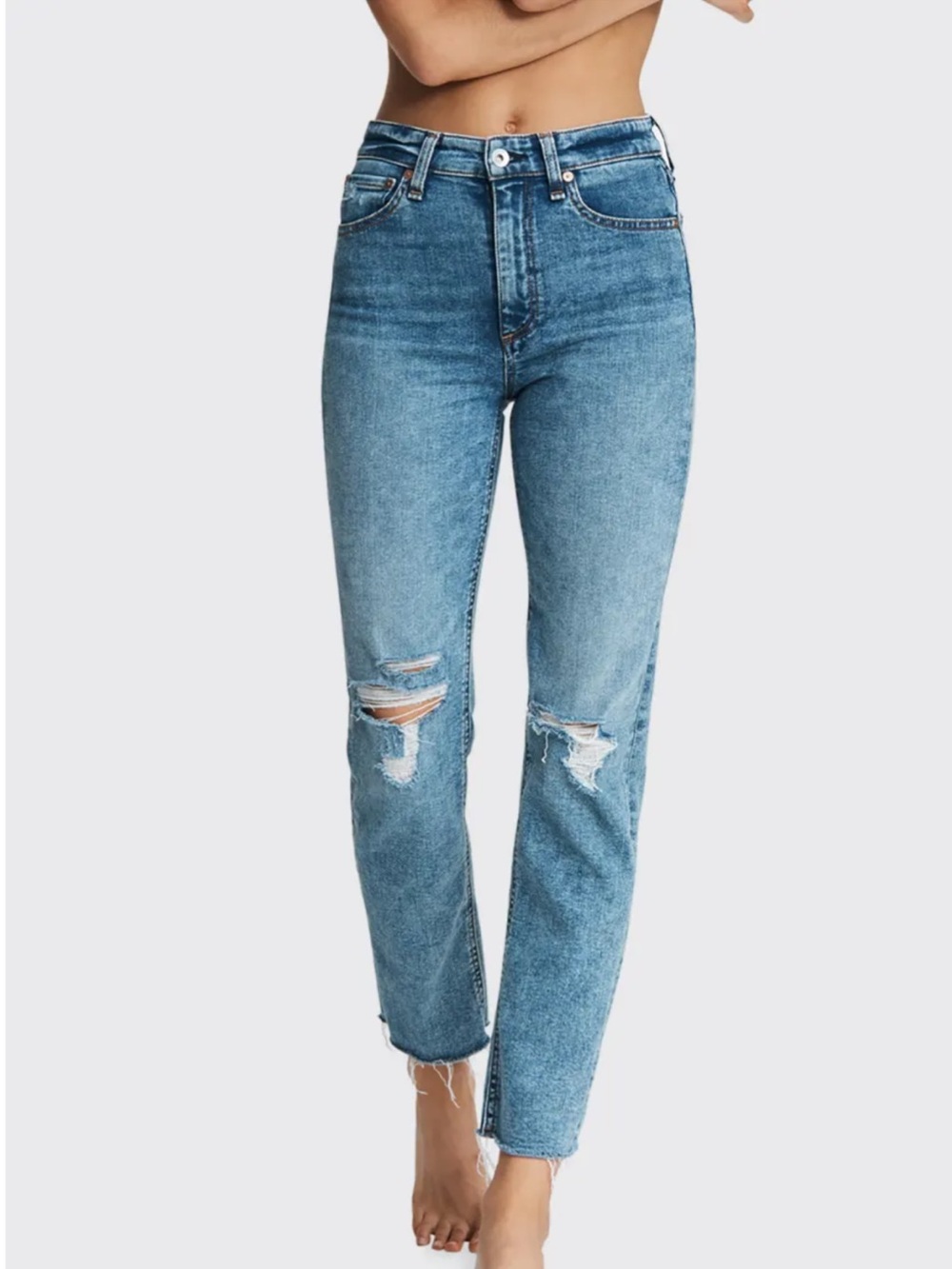 rag & bone Nina High-Rise Cigarette Knee-Rip Jeans 24